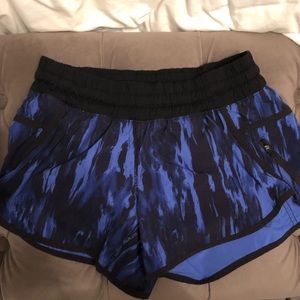 Blue Abstract Lulu Lemon Tracker Shorts